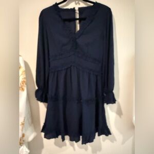NWOT Elegant Blue Long Sleeve Lined Dress
